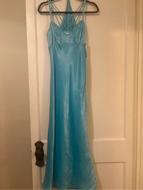 Shimmery Strappy Aqua Slip Dress Vintage NWT